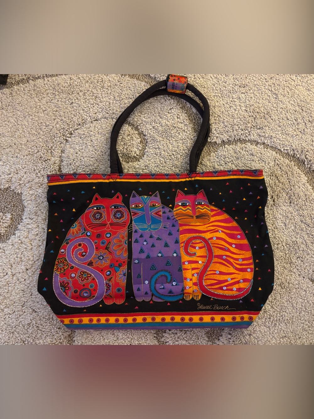 Laurel Burch Multicolor Cat Trio Tote